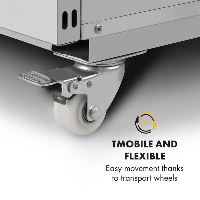 Klarstein Dörrautomat Edelstahl – 4.000-W-Dörrgerät, 48 Edelstahl-Einlegeböden, 30–90 °C, 24-Stunden-Timer, 6 Ventilatoren, 2 Trockenkammern, 50–55 dB, ideal für Obst, Gemüse, Fleisch, Kräuter, Silber