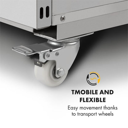 Klarstein Dörrautomat Edelstahl – 4.000-W-Dörrgerät, 48 Edelstahl-Einlegeböden, 30–90 °C, 24-Stunden-Timer, 6 Ventilatoren, 2 Trockenkammern, 50–55 dB, ideal für Obst, Gemüse, Fleisch, Kräuter, Silber