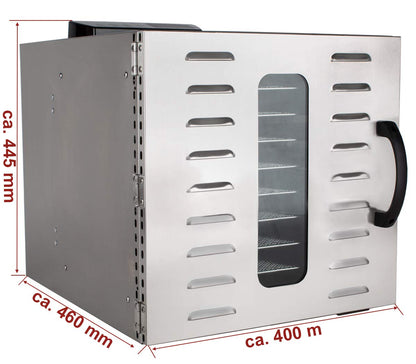 Beeketal 'BDA-15' Dörrautomat aus Edelstahl mit 10 Etagen, Zeitschaltuhr (max. 24h), einstellbarer Temperatur (30-90 °C) und LED Bedienfeld - Profi Gastro Dörrgerät inkl. 10 Einlegegitter