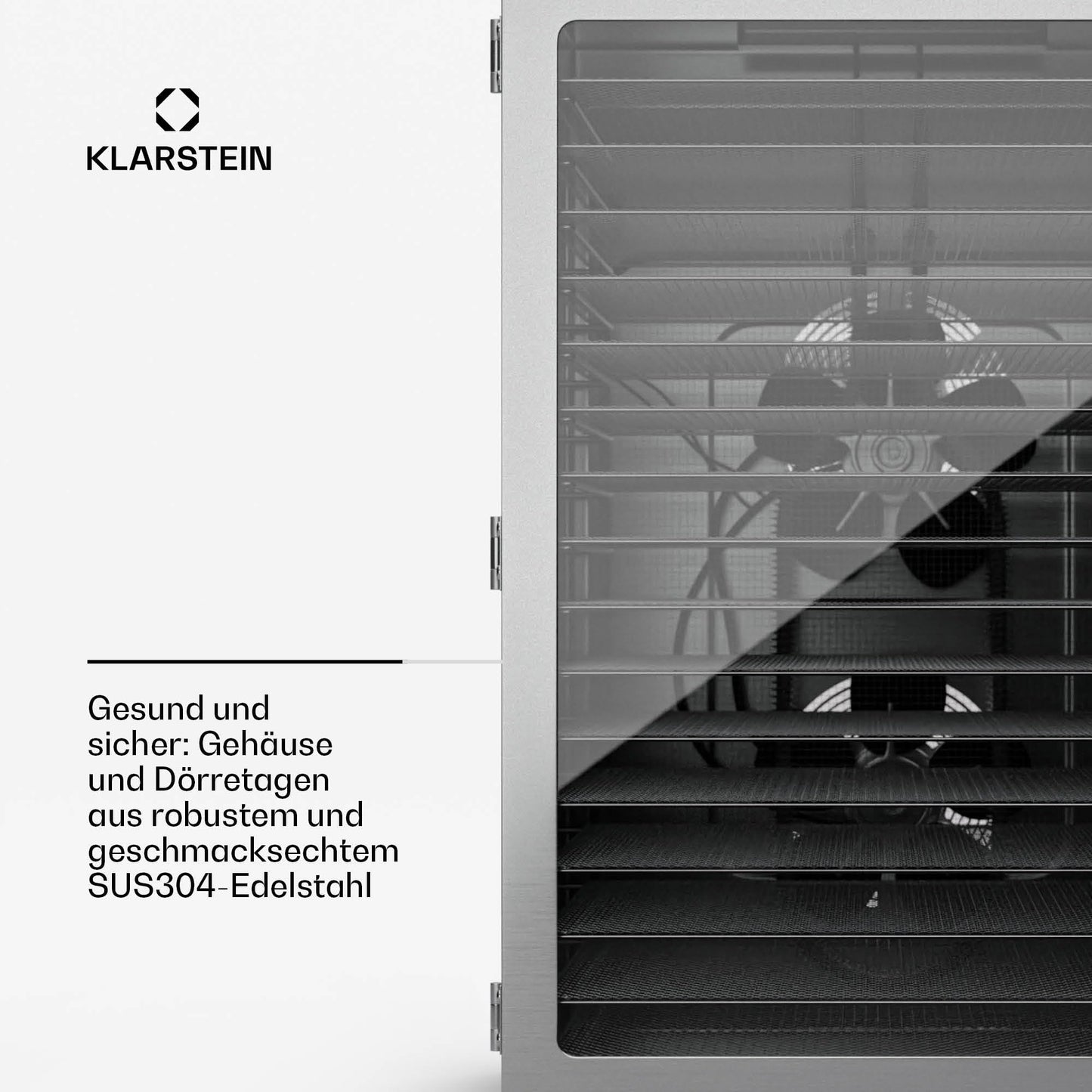 Klarstein Dörrgerät, Dörrautomat für Gemüse, Obst, Pilze & Fleisch, 1500W Edelstahl-Dörrautomat, Trockenautomat mit 16 Metallgitter, Dörrgerät mit 24H Timer & Touch-Display, Food Dehydrator