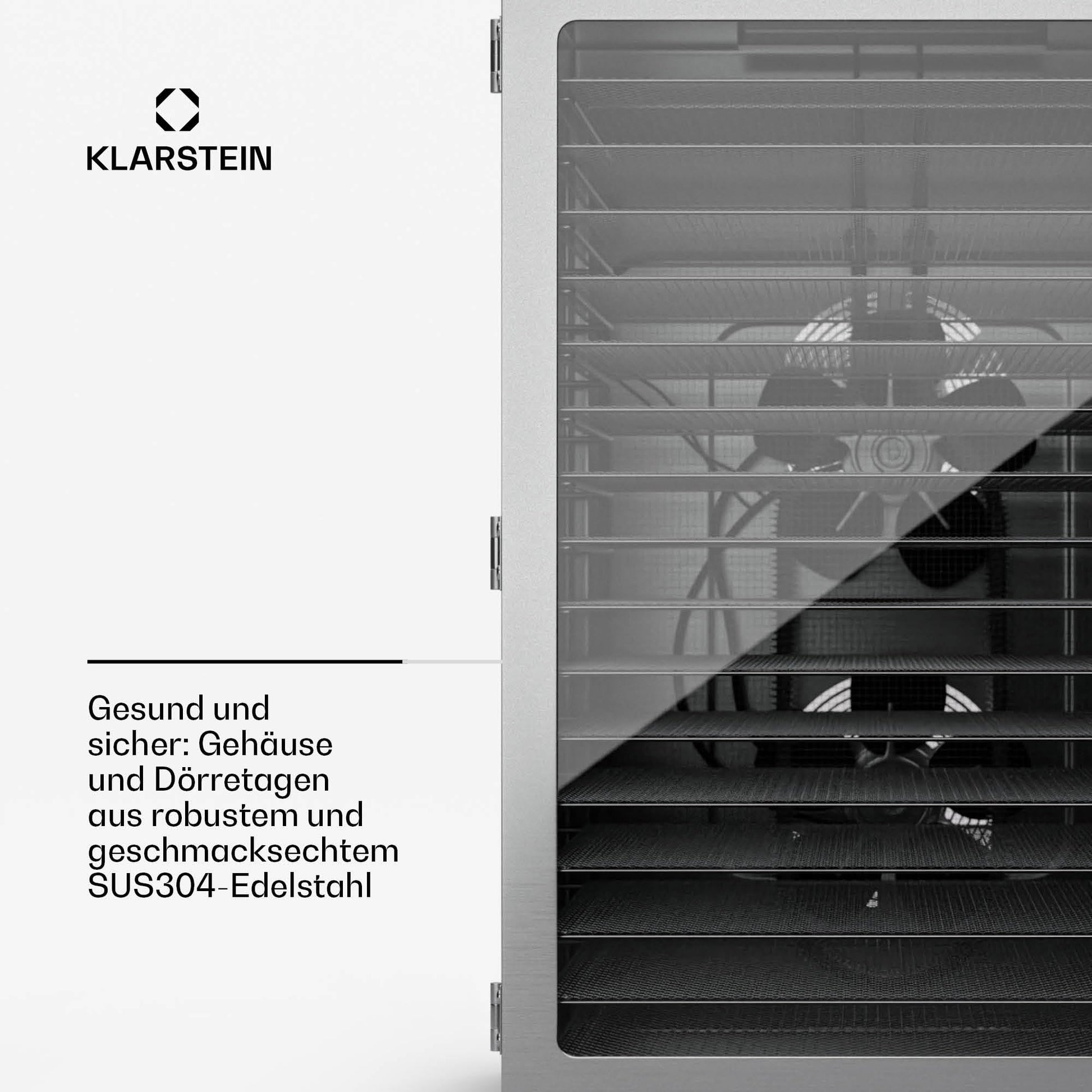 Klarstein Dörrgerät, Dörrautomat für Gemüse, Obst, Pilze & Fleisch, 1500W Edelstahl-Dörrautomat, Trockenautomat mit 16 Metallgitter, Dörrgerät mit 24H Timer & Touch-Display, Food Dehydrator