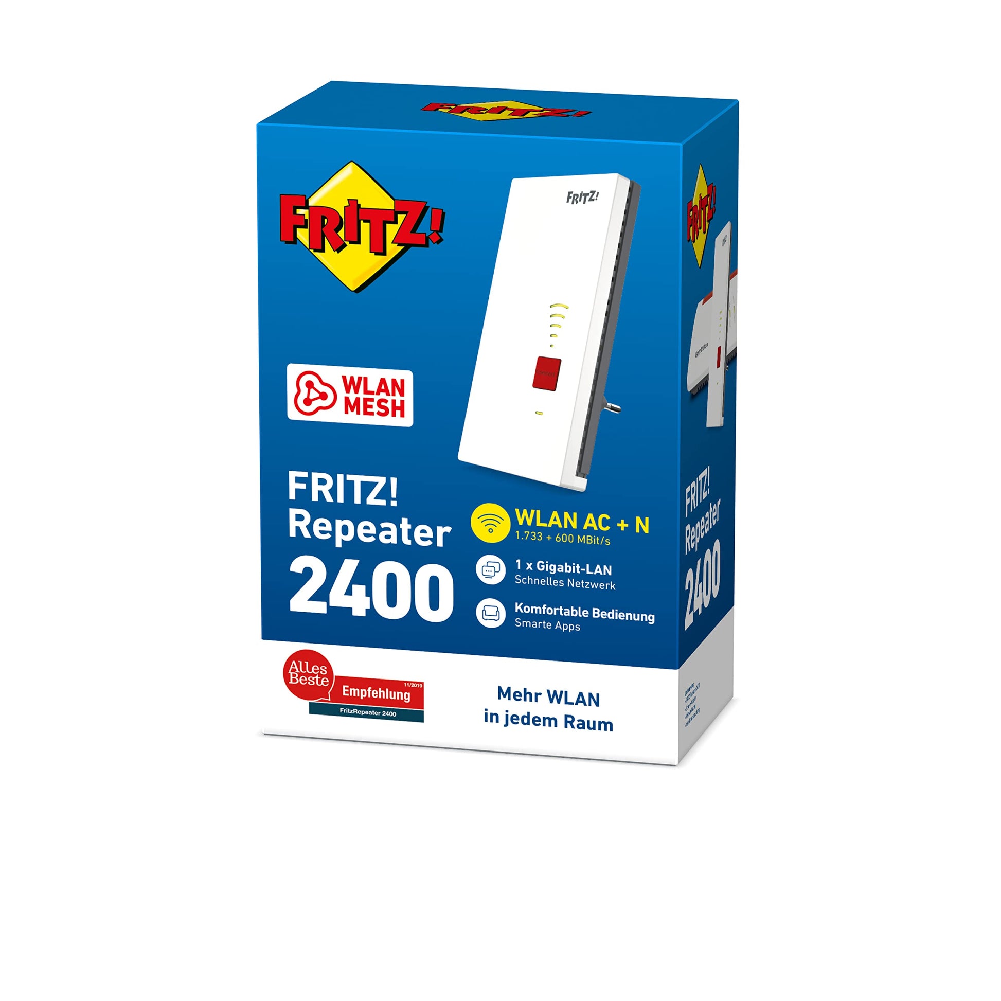 FRITZ!Repeater 2400 – Dual-WLAN AC+N Repeater mit bis zu 1.733 MBit/s & LAN