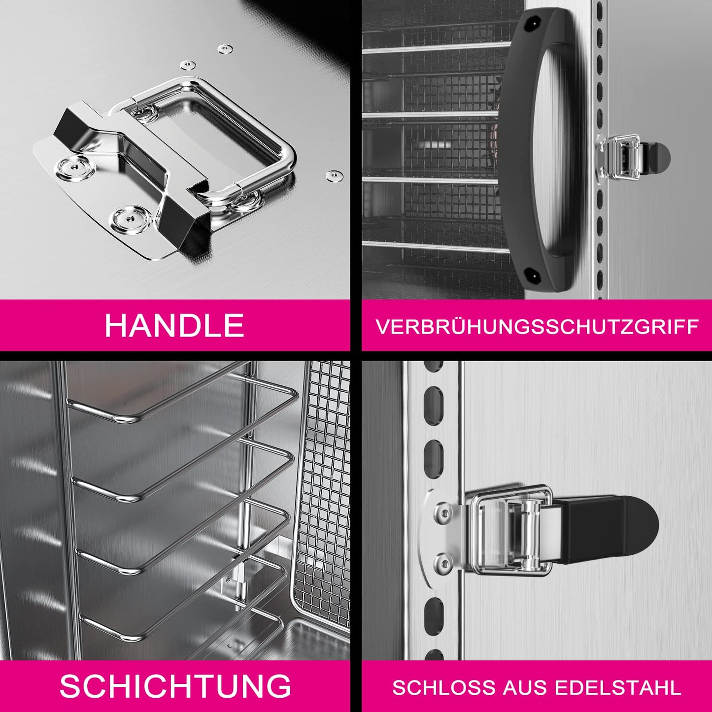 Lecon Dehydrator Stainless Steel Dehydrator Food 30-90°C, 24-Hour Timer Dehydrator for Food, Meat, Fruit, Vegetable Dryer, Fruit Dryer, Dehydrator with Apron, Sealed Tank (8 Levels)