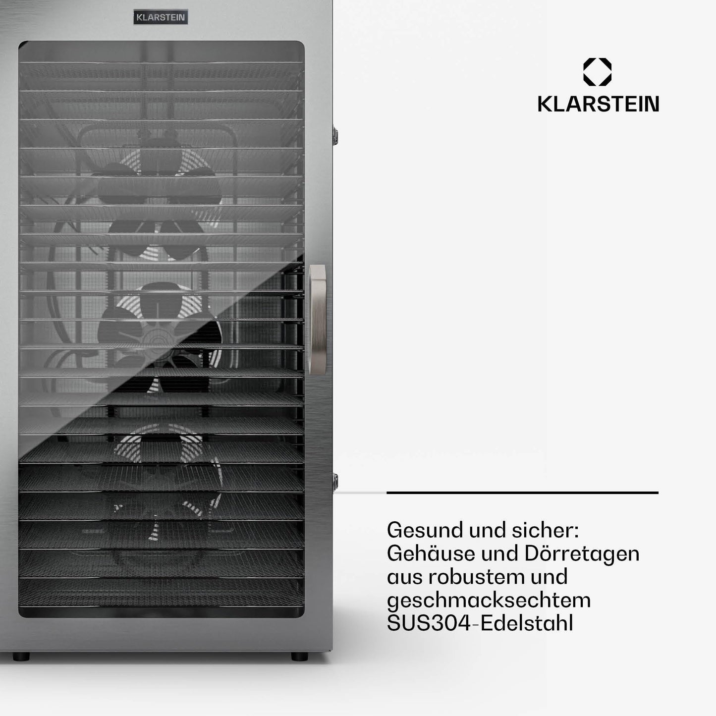 Klarstein Dörrgerät, Dörrautomat für Gemüse, Obst, Pilze & Fleisch, 1500W Edelstahl-Dörrautomat, Trockenautomat mit 16 Metallgitter, Dörrgerät mit 24H Timer & Touch-Display, Food Dehydrator